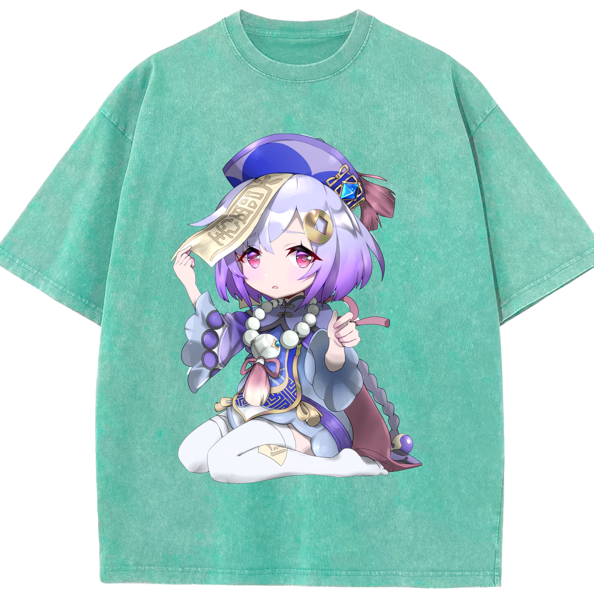 げんし神 七七 なな  genshin Nana 綿100% ヴィンテージ風 半袖Tシャツ（フロントプリント）